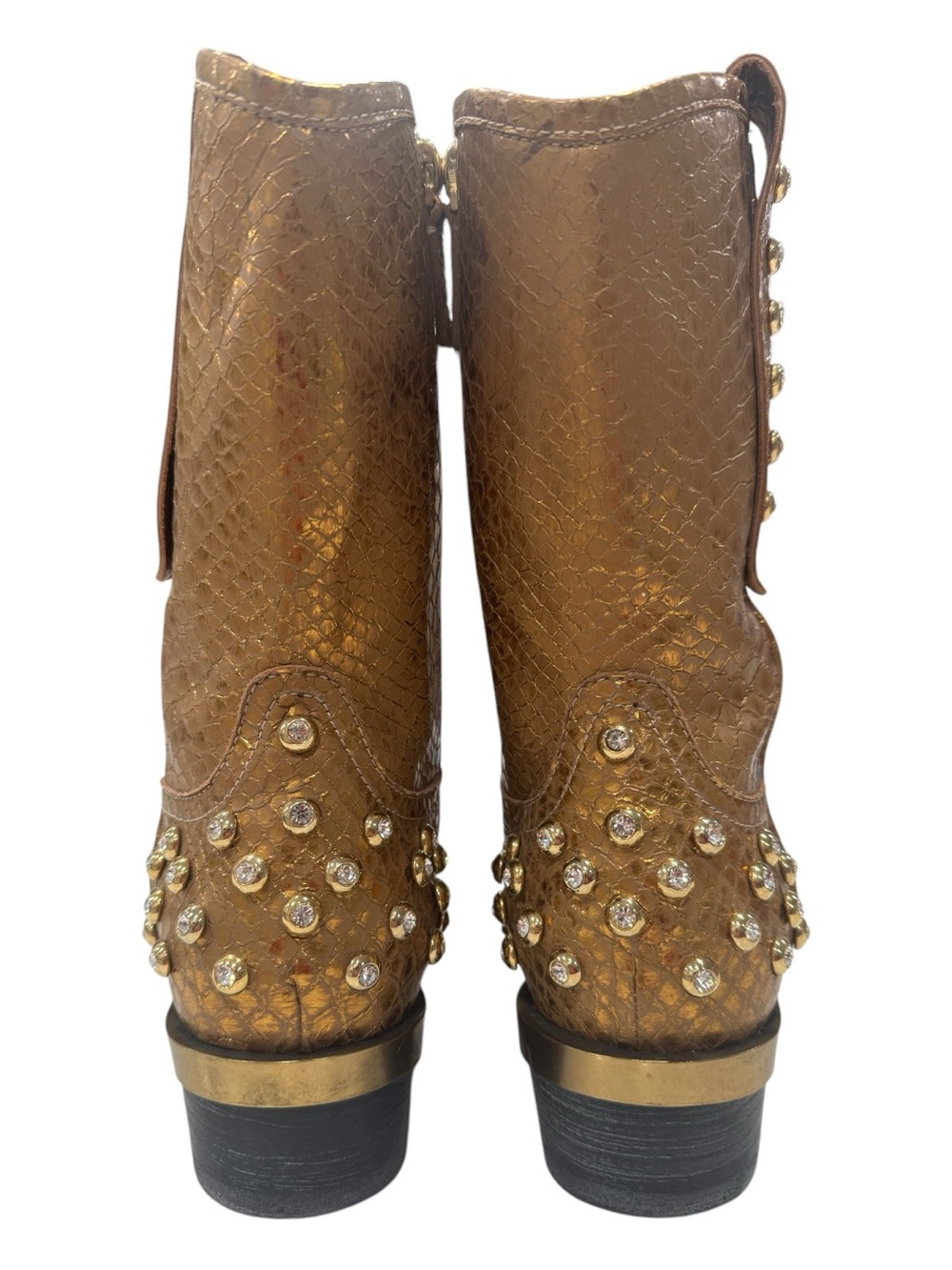 BALDAN embellished gold python luxury boots, 38, never worn - Picture 8 of 14